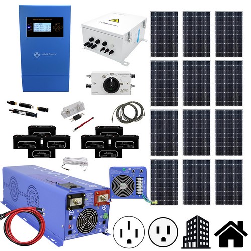 (image for) Aims Power, RCBADLAND, Solar 3960 Watt, Inverter Charger 4000 Watt & 20.4 kWh 48V Battery | Complete Solar Power Kit for Large Off-Grid Applications